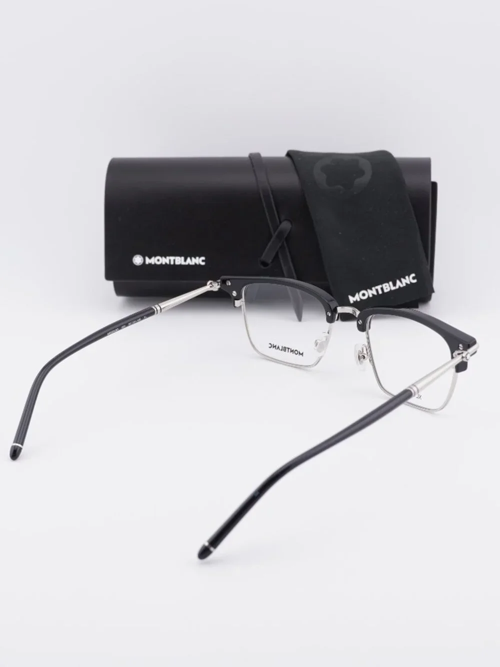 Montblanc MB0243O 001 Square Eyeglasses – Black/Silver 52mm